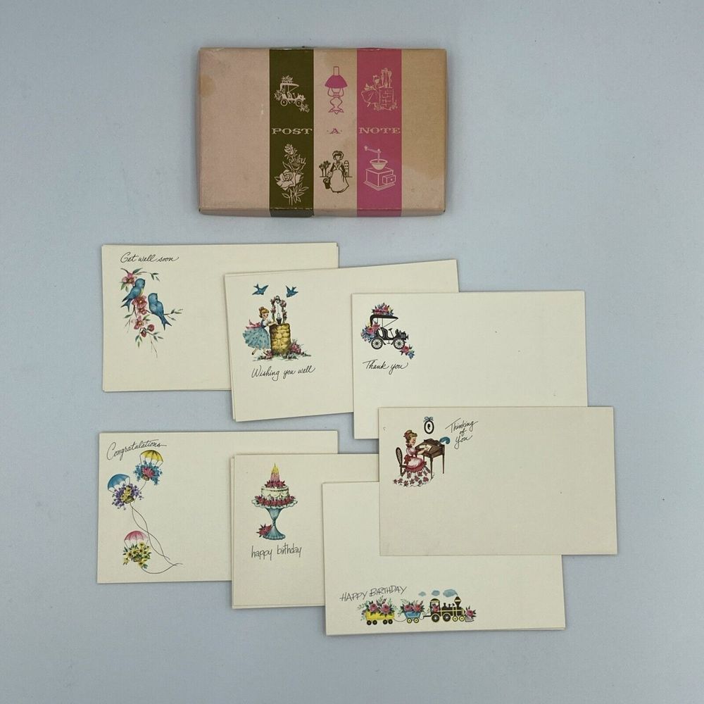 Vintage Current Inc Post-A-Note Postcard Set Boxed Assorted Occasions 27 Cards